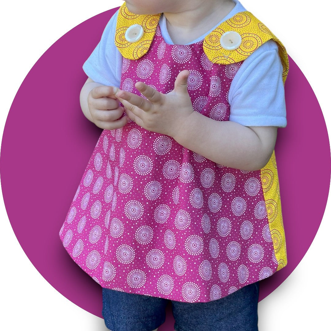 Baby pink & mustard shweshwe cross-over top