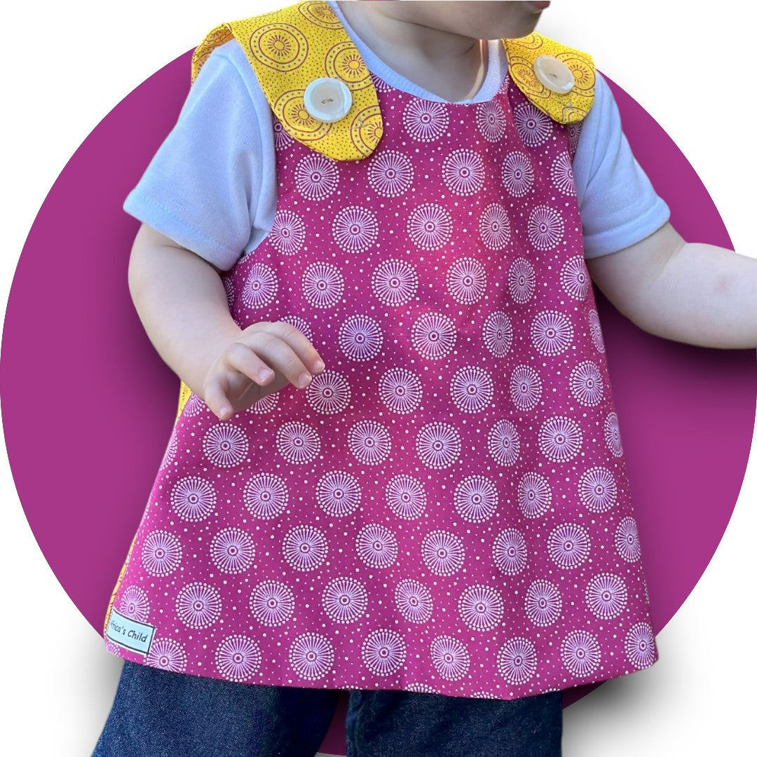 Baby pink & mustard shweshwe cross-over top
