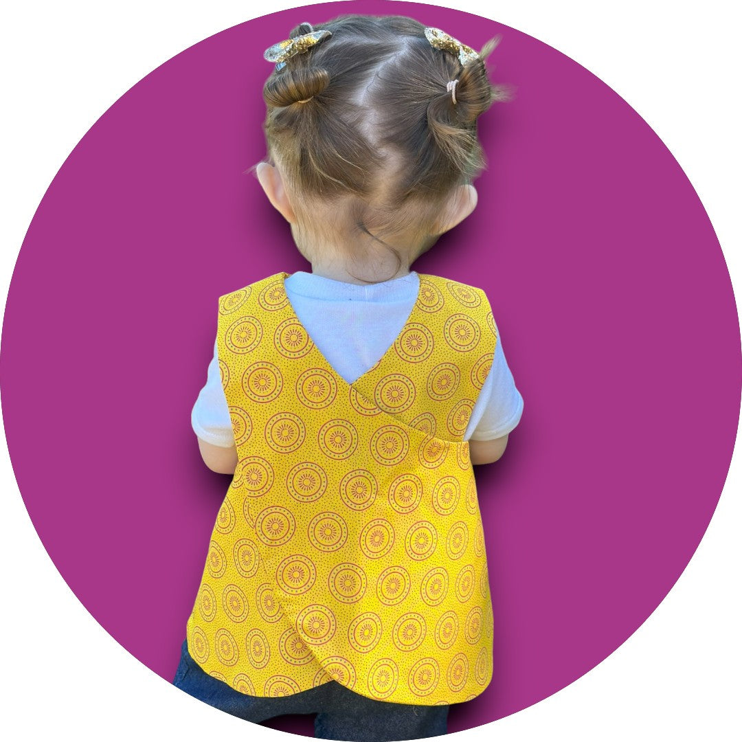 Baby pink & mustard shweshwe cross-over top
