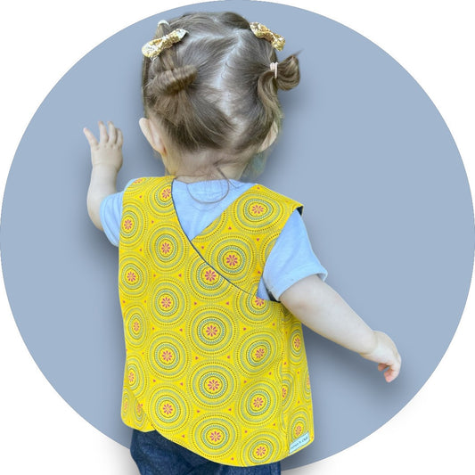 Baby mustard shweshwe cross-over top