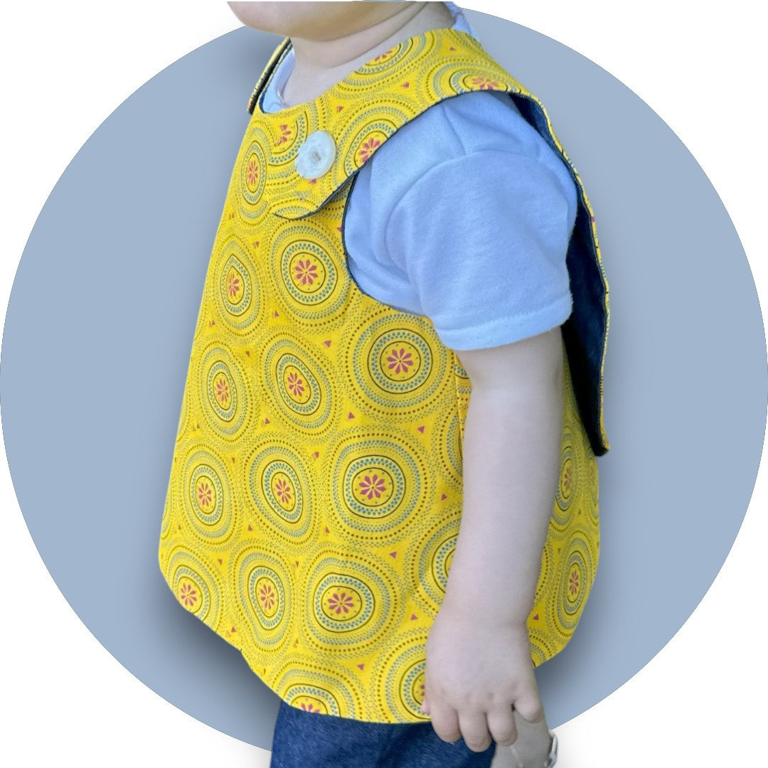 Baby mustard shweshwe cross-over top