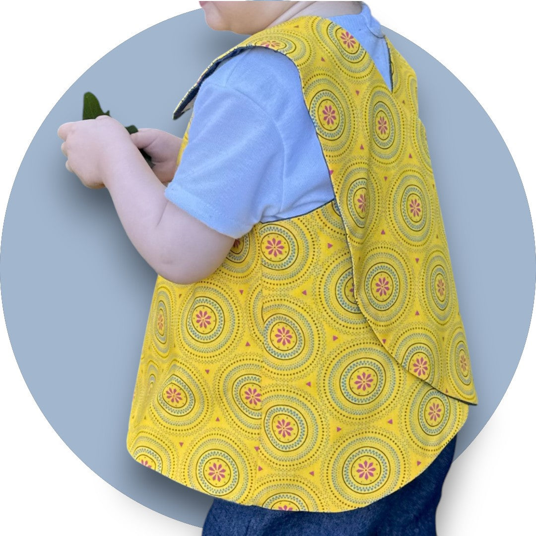 Baby mustard shweshwe cross-over top