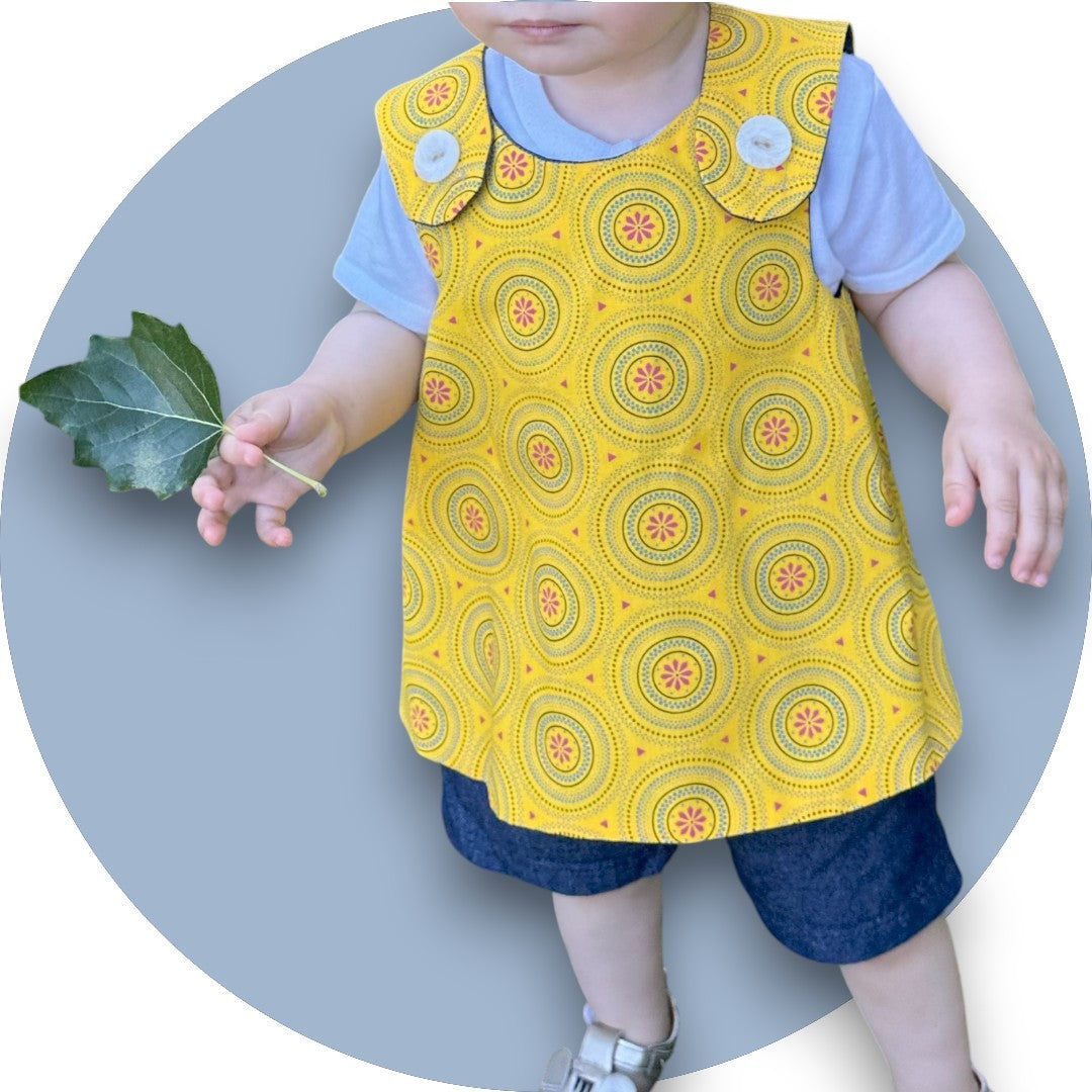 Baby mustard shweshwe cross-over top