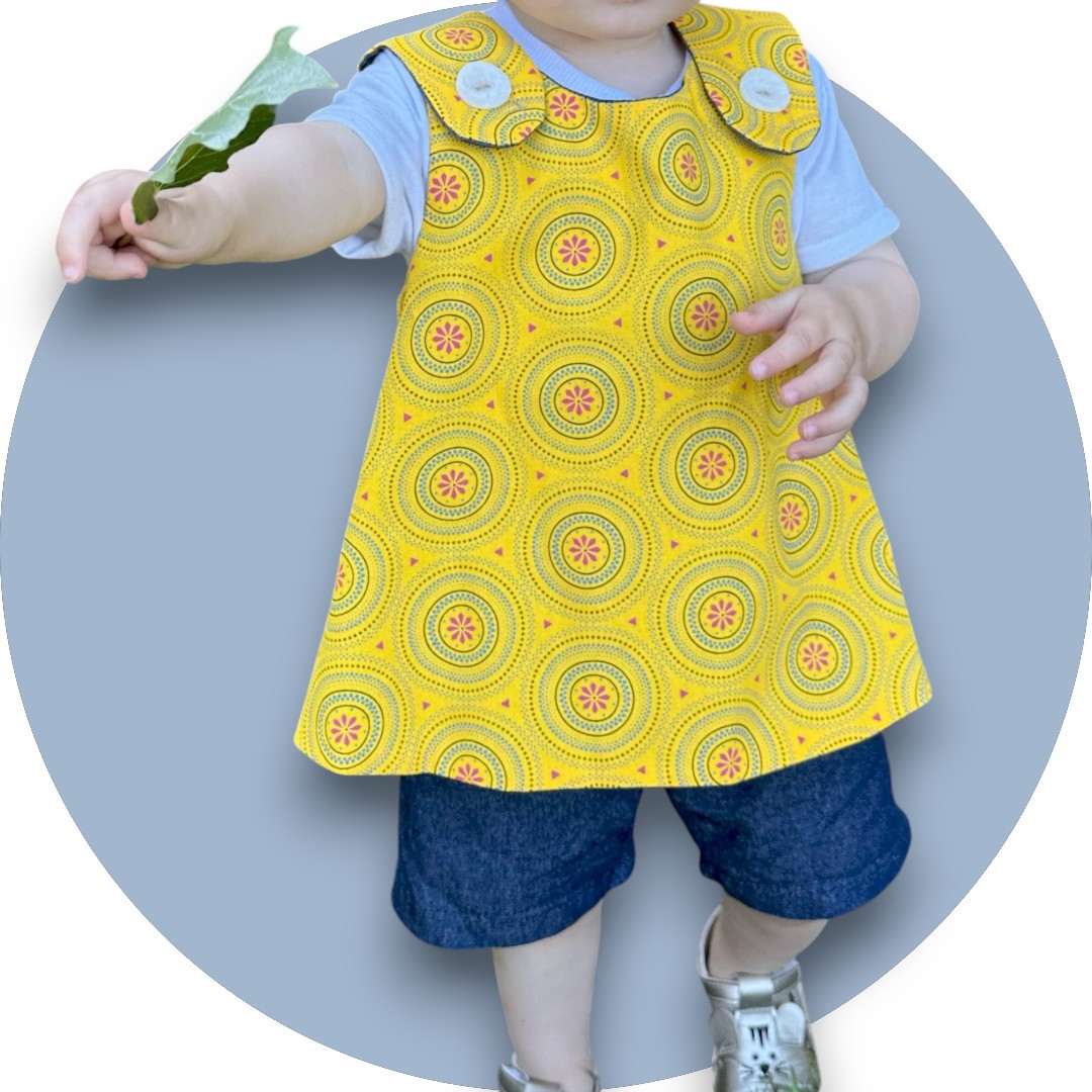 Baby mustard shweshwe cross-over top
