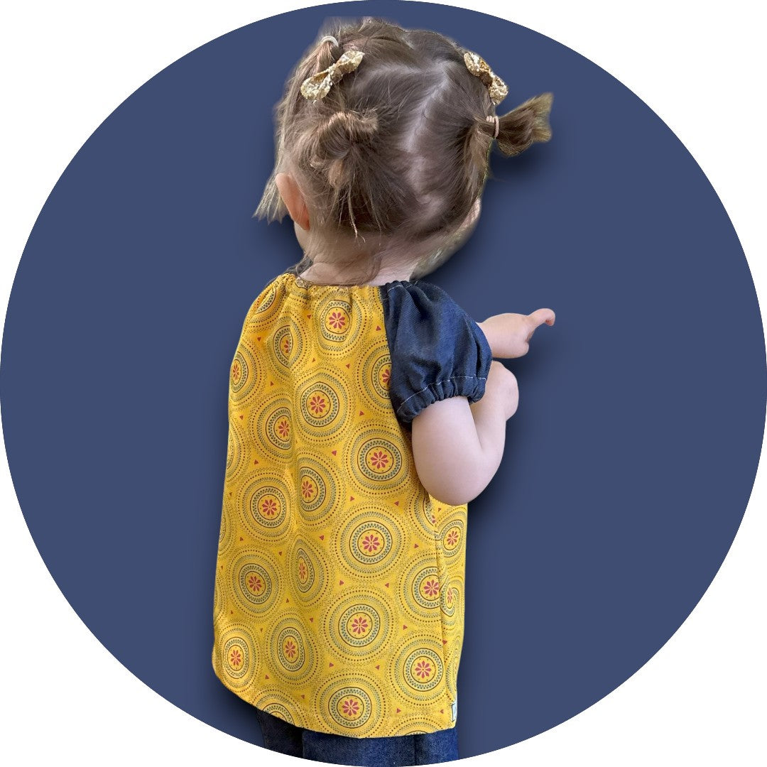 Baby mustard shweshwe dress
