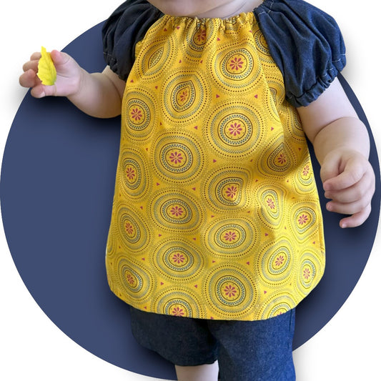 Baby mustard shweshwe dress