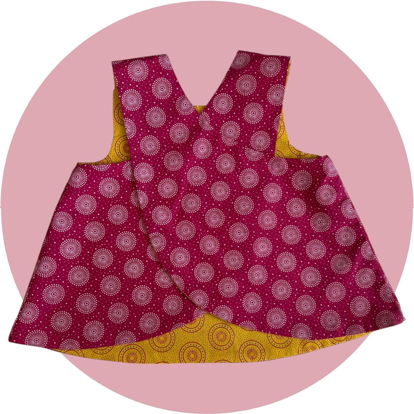 Baby pink shweshwe cross-over top