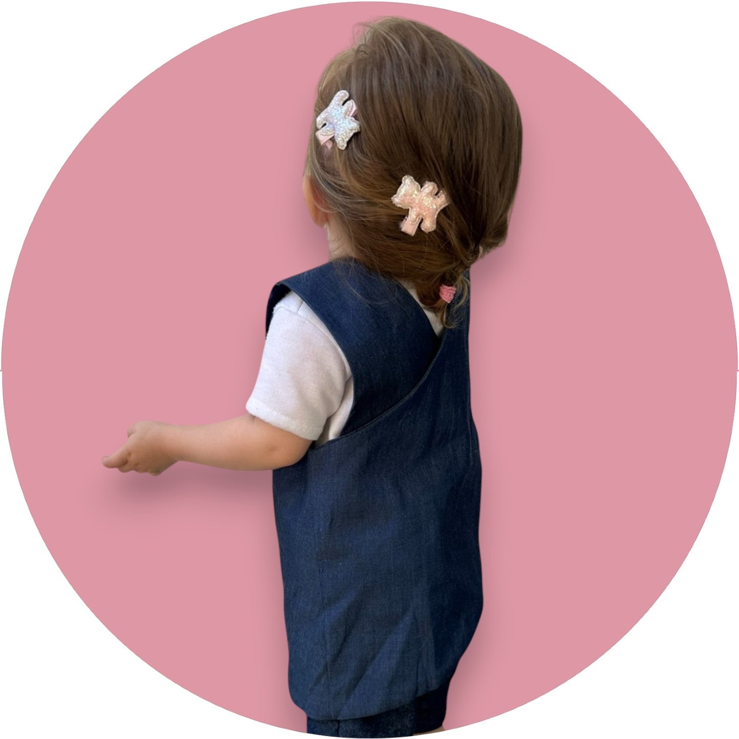 Baby denim cross-over top with custom name pocket