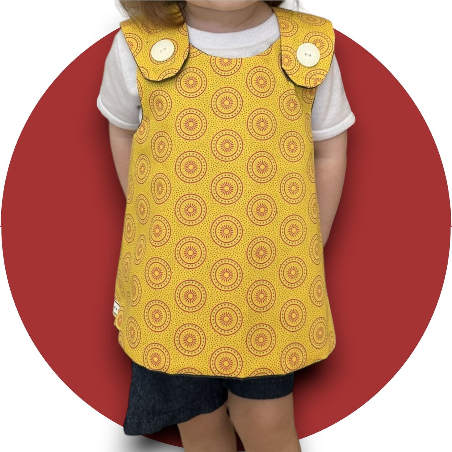 Baby mustard shweshwe cross-over top