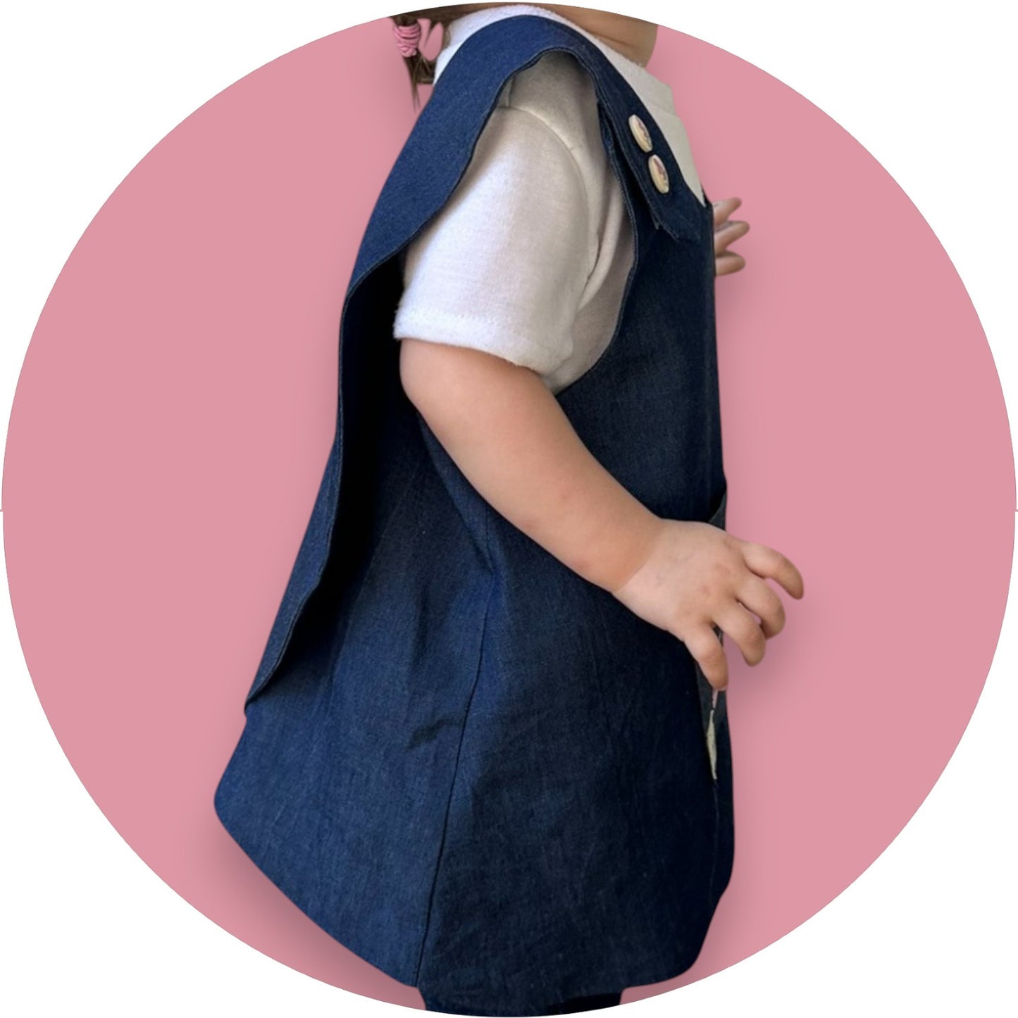Baby denim cross-over top with custom name pocket
