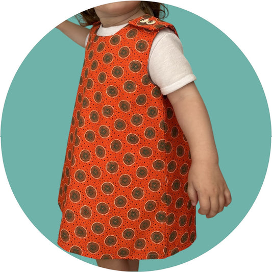 Baby orange shweshwe A-line dress