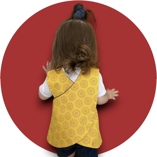Baby mustard shweshwe cross-over top