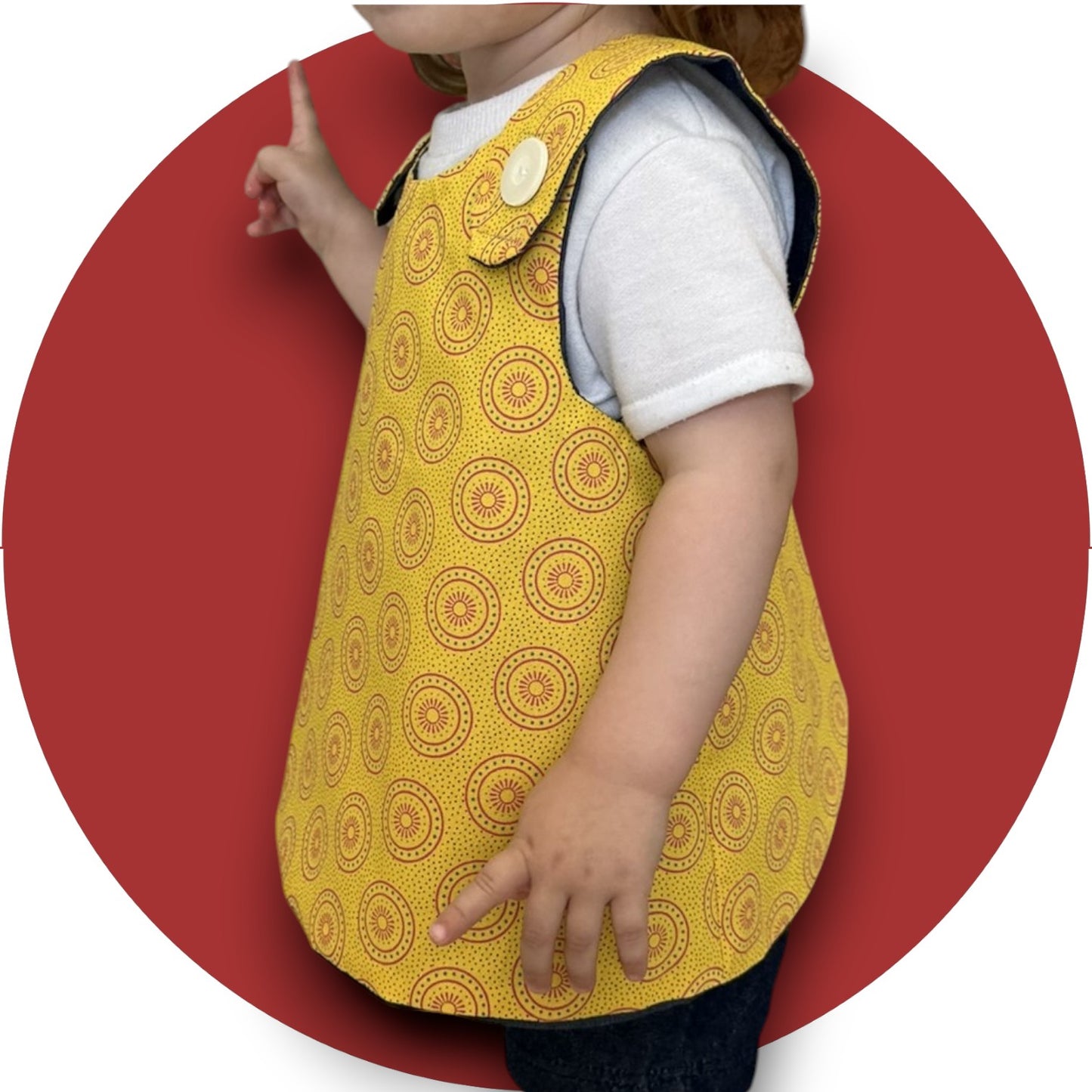 Baby mustard shweshwe cross-over top