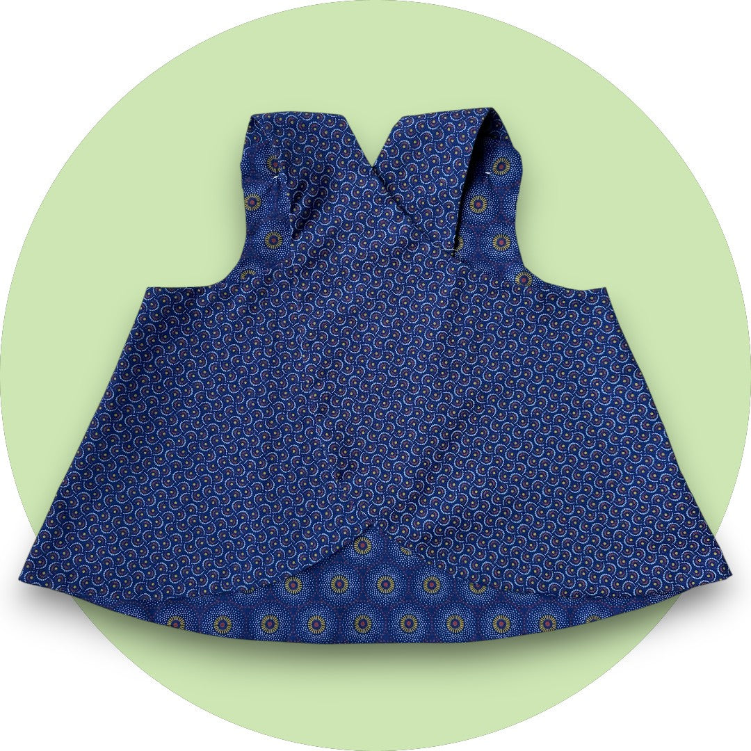 Baby royal blue shweshwe cross-over top