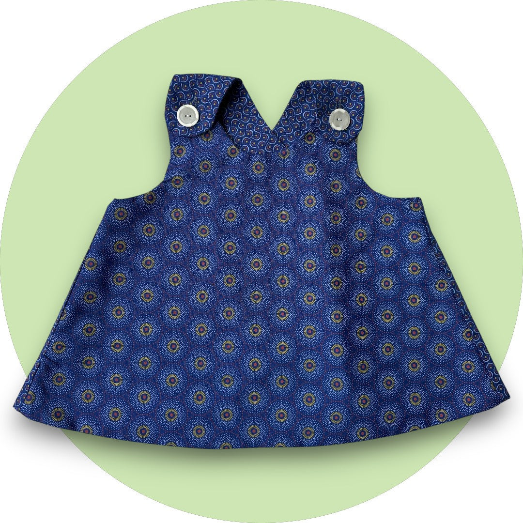 Baby royal blue shweshwe cross-over top
