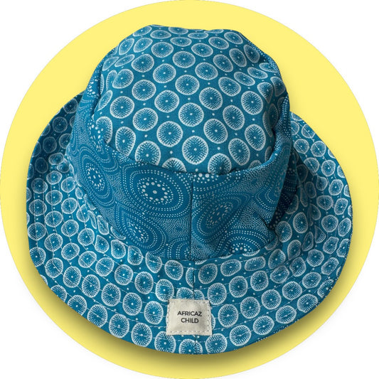 Blue Shweshwe Baby Bucket Hat