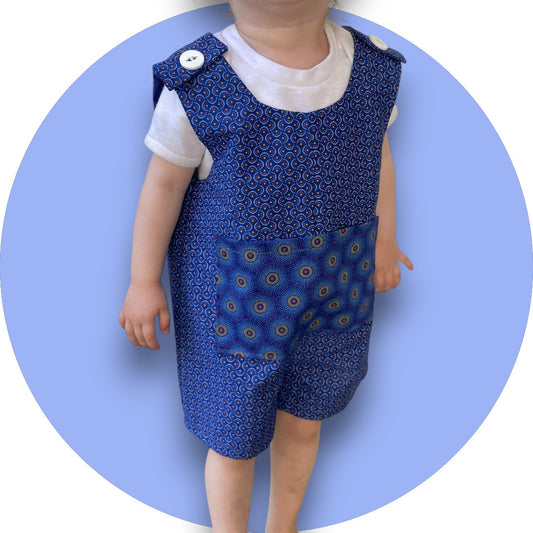Baby royal blue shweshwe jumper with pocket