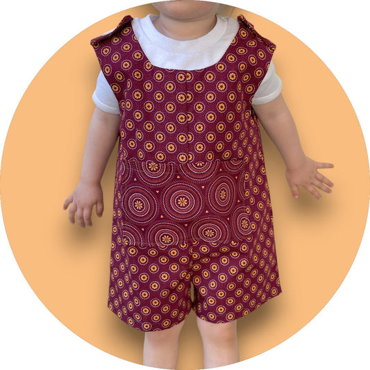 Baby maroon shweshwe jumper with pocket