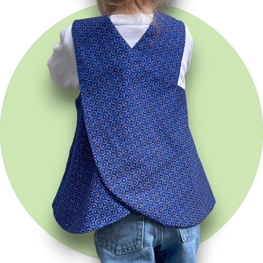 Baby royal blue shweshwe cross-over top