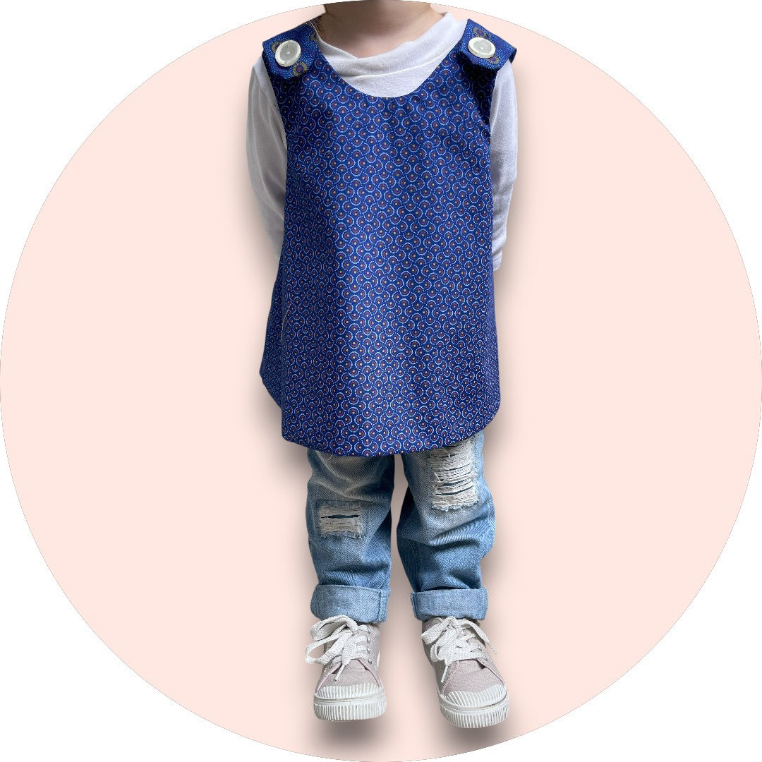 Baby royal blue shweshwe cross-over top