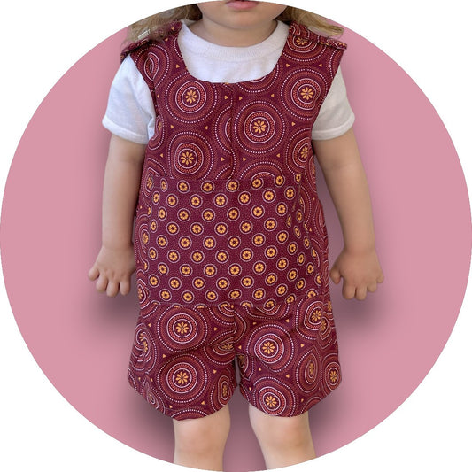 Baby Maroon shweshwe jumper with geo printed pocket