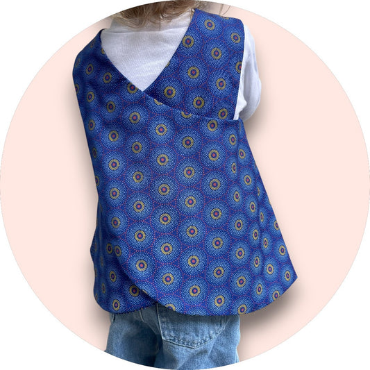 Baby royal blue shweshwe cross-over top