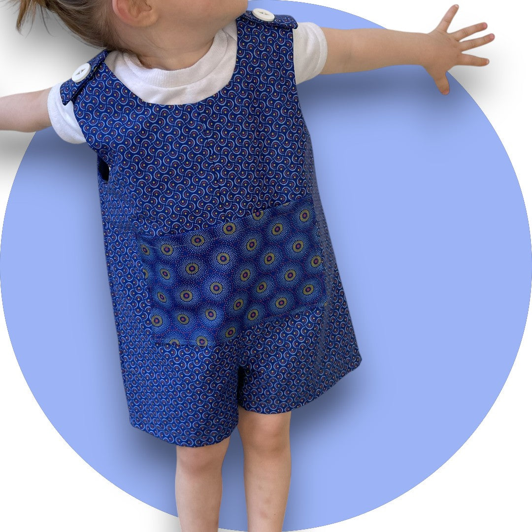 Baby royal blue shweshwe jumper with pocket