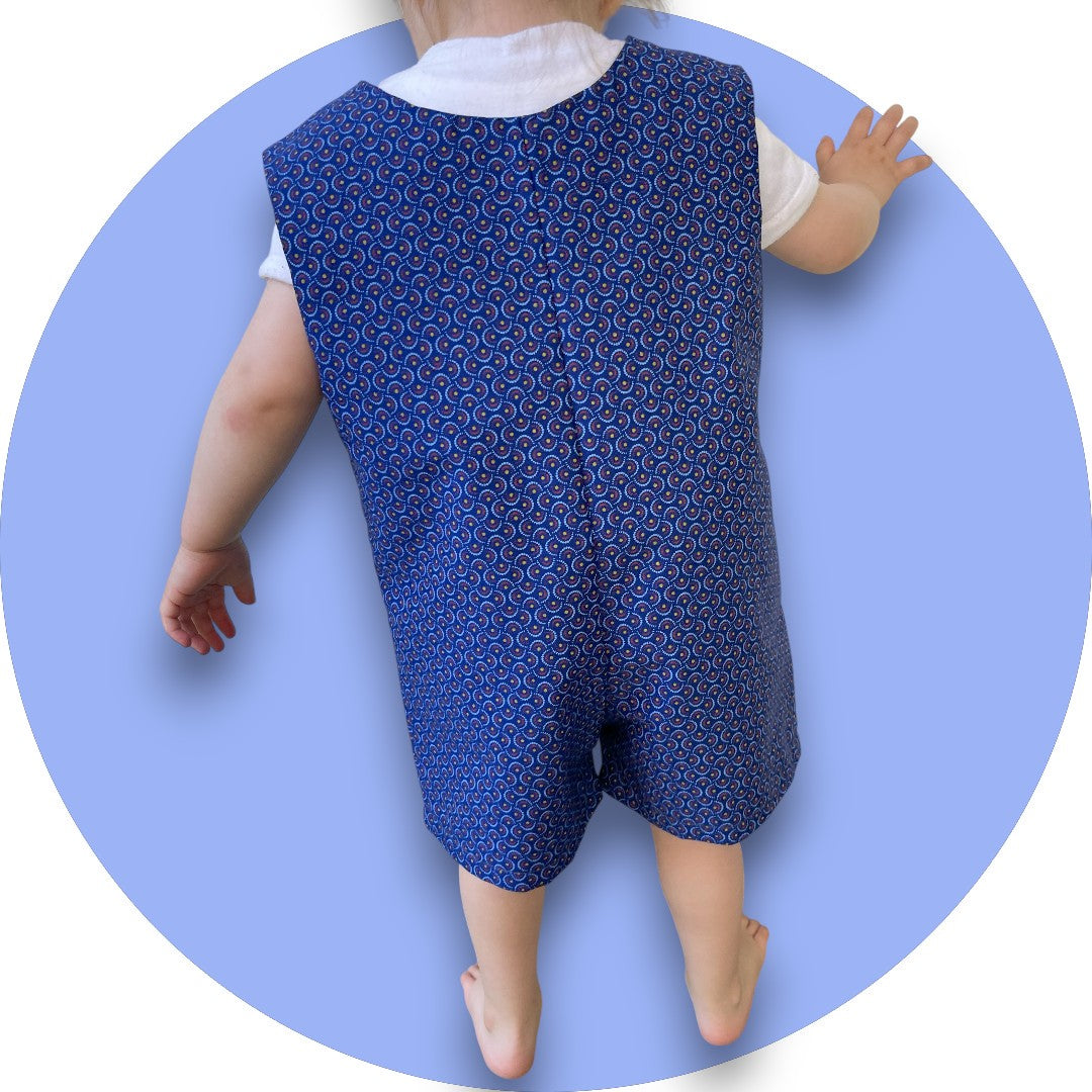 Baby royal blue shweshwe jumper with pocket