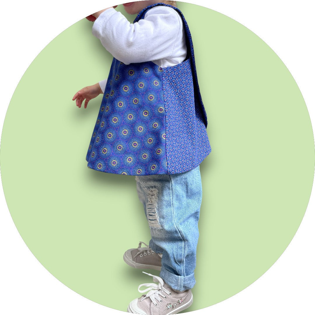 Baby royal blue shweshwe cross-over top