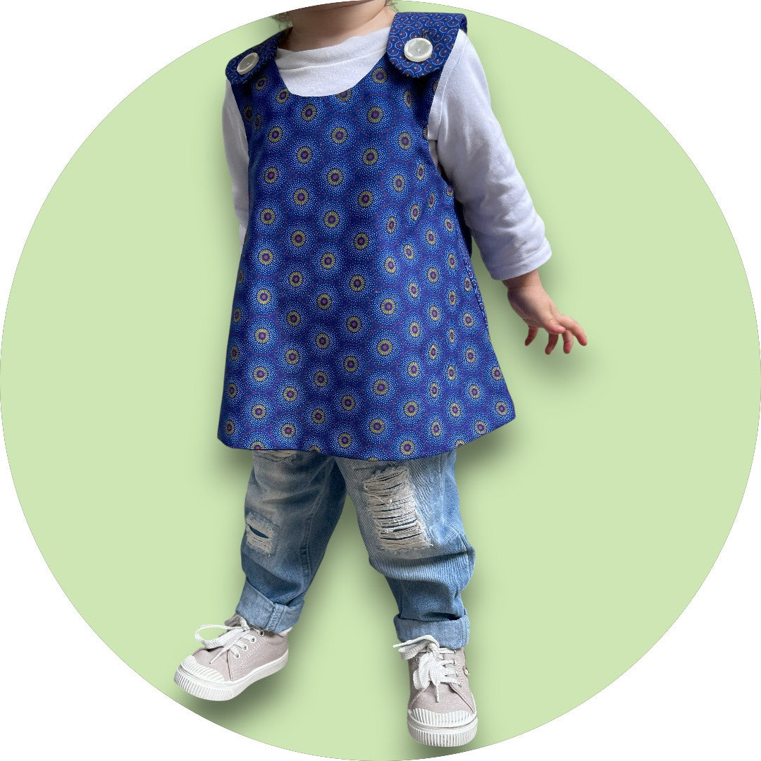 Baby royal blue shweshwe cross-over top