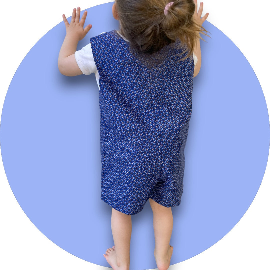 Baby royal blue shweshwe jumper with pocket