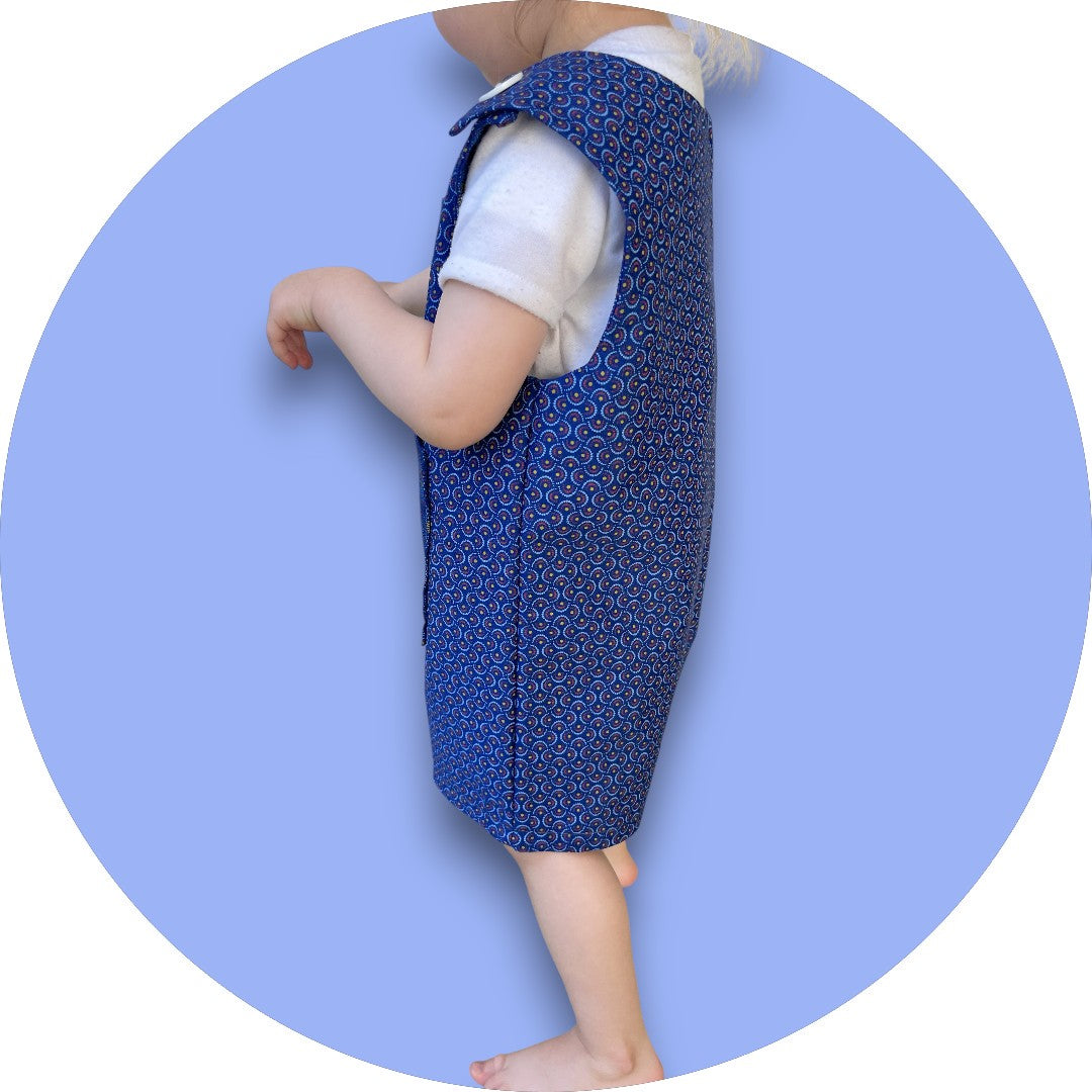 Baby royal blue shweshwe jumper with pocket