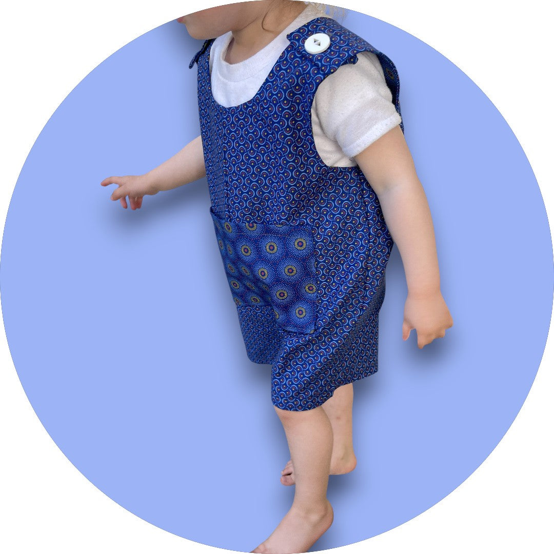 Baby royal blue shweshwe jumper with pocket