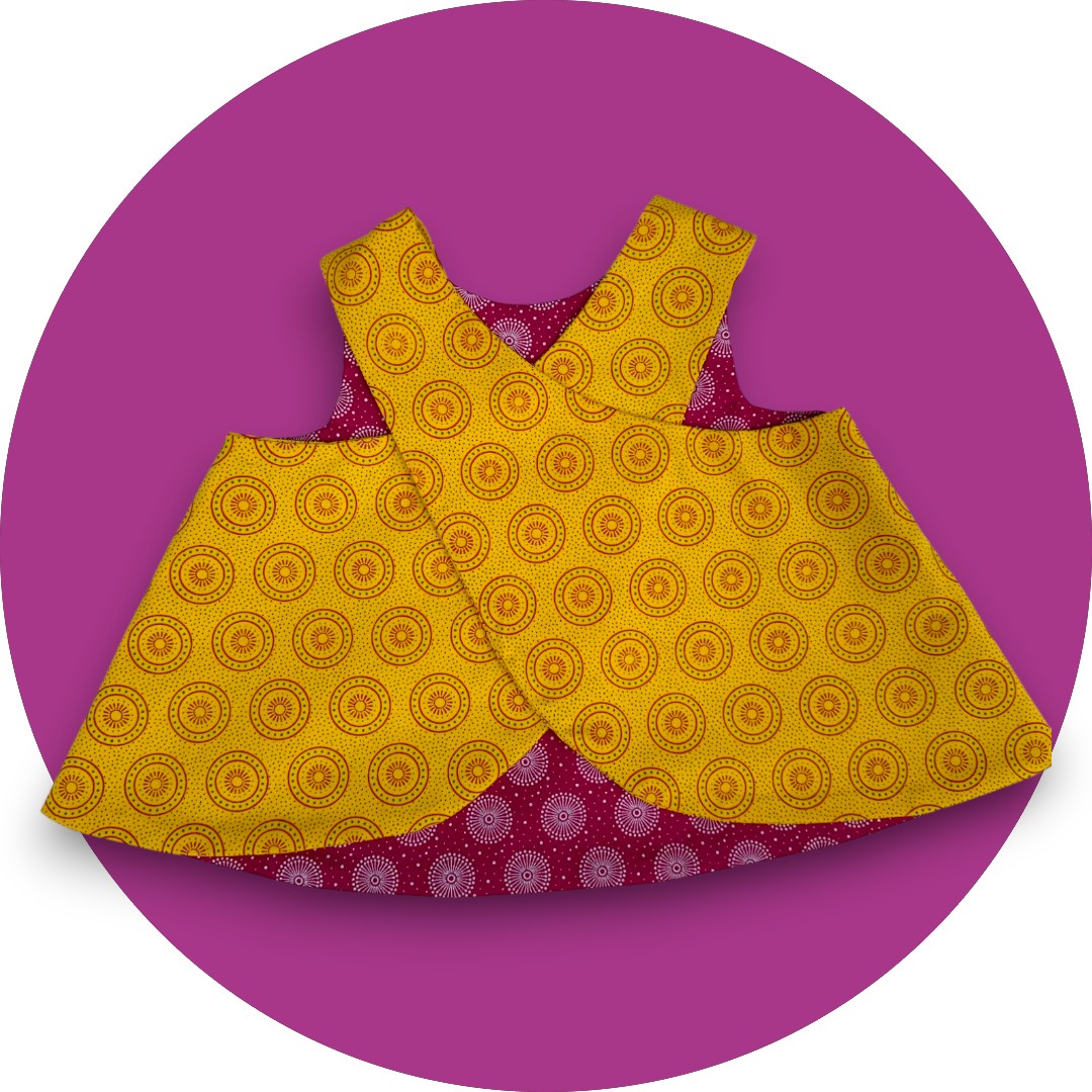 Baby pink & mustard shweshwe cross-over top
