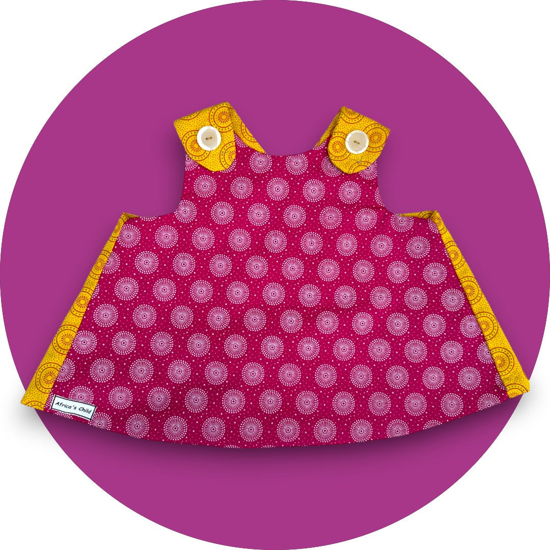 Baby pink & mustard shweshwe cross-over top