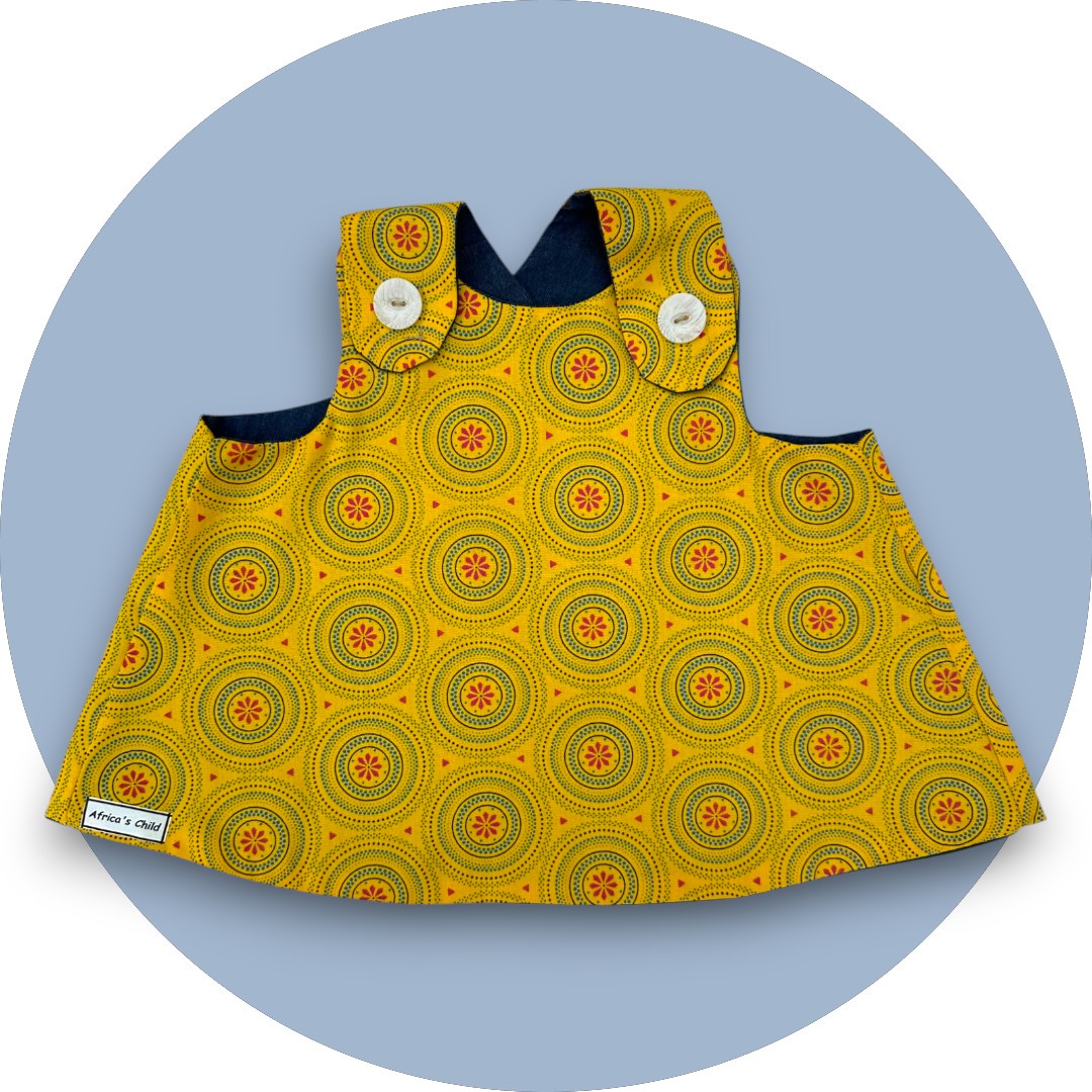Baby mustard shweshwe cross-over top