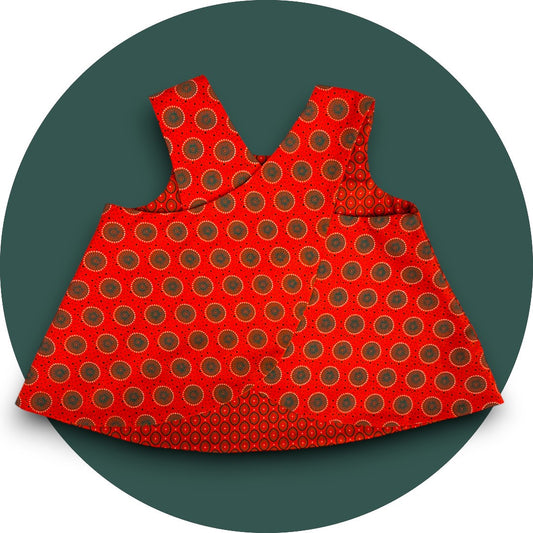 Baby orange shweshwe cross-over top